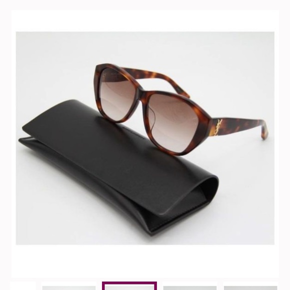 Saint Laurent Tortoise Brown Sunglasses with Case - Picture 2 of 15